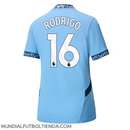 Camiseta Manchester City Rodri Hernandez #16 Primera Equipación Replica 2024-25 para mujer mangas cortas